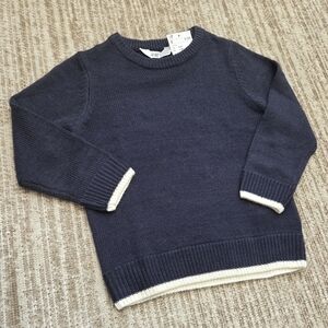 H&M Dark Blue Sweater with Cream Accents